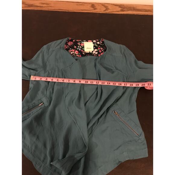 Anthropologie Elevenses Eldora Draped Blue Jacket - Size Medium - Picture 8 of 11